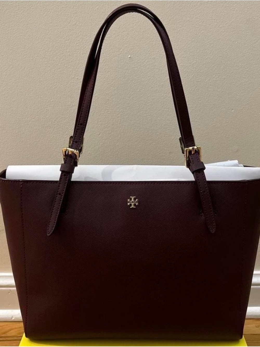 Tory Burch Dark Burgundy Leather Tote